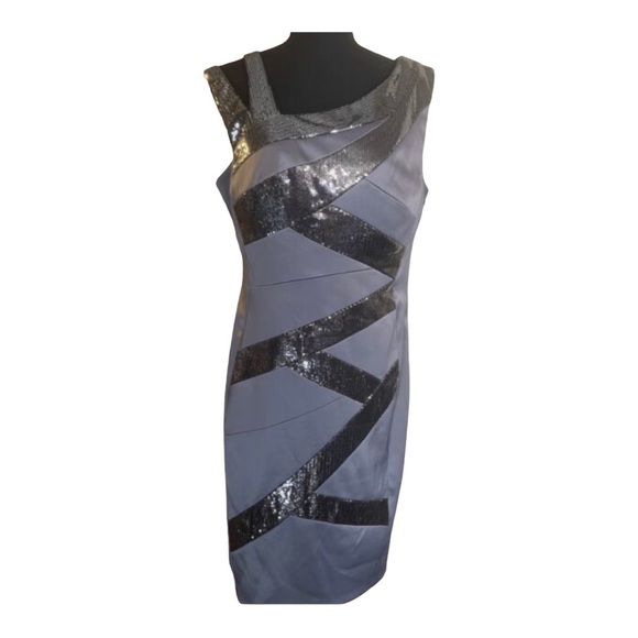 Signature by Sangria Dark Grey Sleeveless Formal Dress - Talla/Size 4 - Picture 1 of 6